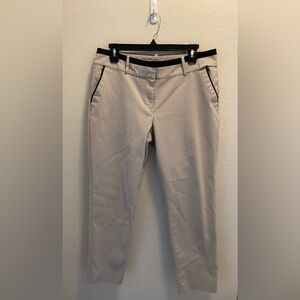 Ann taylor cropped khaki pants with black trim